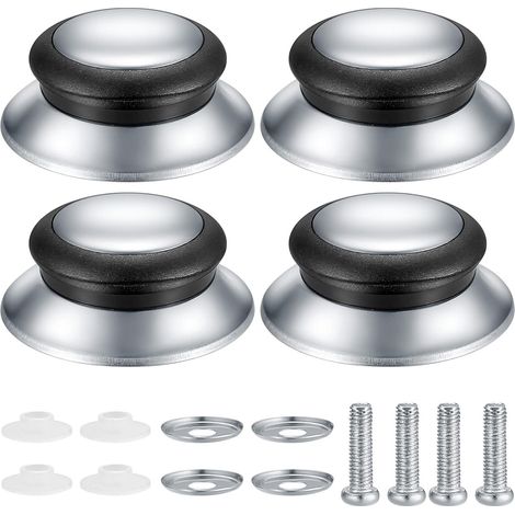Bouton De Couvercle - Acier Inoxydable Et Bakélite - Pour Casseroles Poêles Couvercles Verre - 4 Pièces