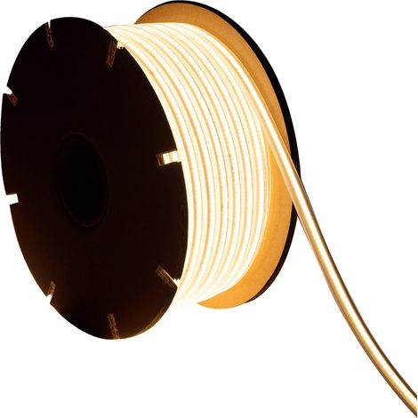 Ruban LED Dimmable 220V COB 320 LED/m BOBINE 50m 8W/m 720lm/m Largeur 12mm Coupe 50cm IP65 CRI90 2700K Blanc chaud