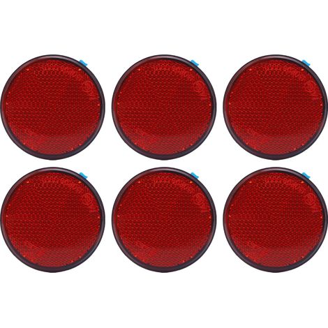 6 catarifrangenti rotondi autoadesivi da 2,24 pollici, catarifrangenti di sicurezza per cassette postali, vialetti, tunnel, pali, auto, rimorchi, colore rosso. (1/5)