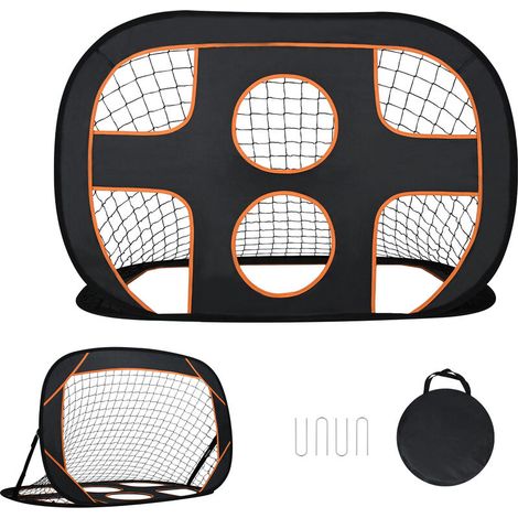 Fußballtore 2 in 1 Kinder Jugendliche Fußballtor mit Netz & Torschusswand 6 Schusslöchern Pop-Up klappbares Fussball Trainer mit Tragetasche HENGMEI