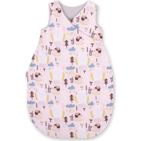 Saco de dormir de algodón para niños de 3 a 12 meses, talla M, TOG 2.5, aislante térmico para todo el año, estampado de ositos de peluche y erizos, color rosa. (1/3)