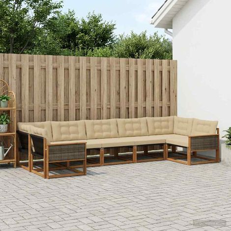 vidaXL Outdoor-Sofagarnitur mit Kissen 7 pcs Natur und Beige (1/5)
