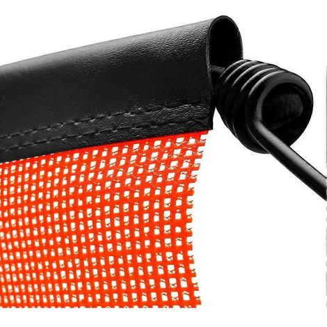 Ensemble de 6 drapeaux de sécurité orange vif en maille, 45,7 x 45,7 cm (18 x 18 po), avec passepoil en vinyle, cordon et crochet EZ pour remorque et véhicules d'escorte. (1/5)