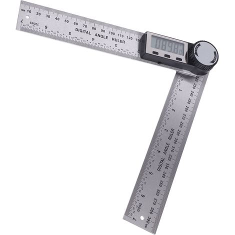 Goniometro elettronico in acciaio inox da 10 x 390 mm, goniometro digitale, indicatore d'angolo, righello per tagli obliqui (1/5)