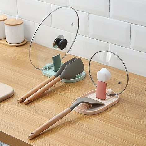 Support pliable pour couvercle de casserole, porte-cuillère, range-couvercle, étagère de poêle, organisateur d'ustensiles de cuisine, rose (1/5)