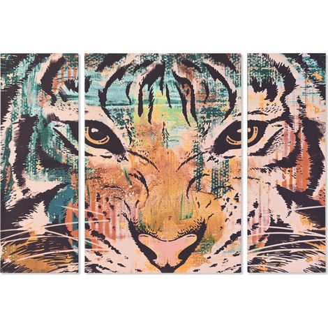Malerei Set 3 Leinwand MDF 140x3,8x100 Orange Tigre MDF Materialien Familienfarben Fotos Details Details Details (1/3)