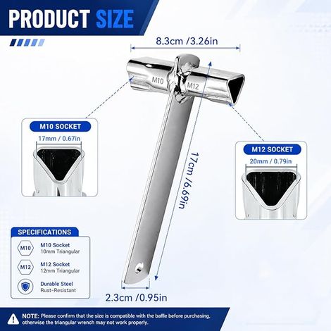 Chiave per colonnina m12 m10, 20 e 17 mm (1/4)