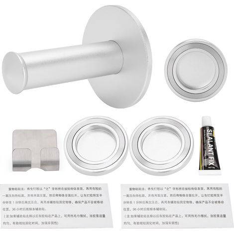 Support mural pour sèche-cheveux en aluminium avec support et buse de ventilation - Accessoire argenté (1/5)