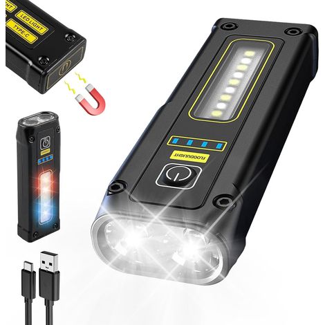 Linterna LED negra, linterna LED de emergencia, para camping y senderismo, potente y multifuncional, recargable [Clase energética A] (1/5)
