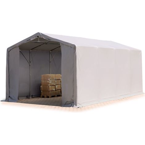 Zelthalle 6x8m Lagerzelt Industriezelt 3m Seitenhöhe PVC Plane 850 N grau 100% wasserdicht Ganzjahreszelt mit Reißverschlusstor
