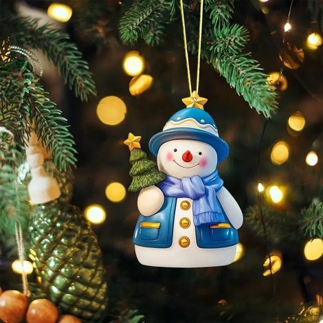 Pendentif Acrylique Bonhomme De Neige - Décoration De Noël Pour Arbre Et Voiture - 1 Pièce (1/5)