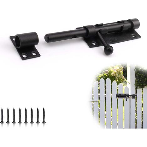 Loquet Porte Exterieur, Serrure Porte Coulissante 304 Acier Inoxydable, Verrou Porte Exterieur Noir avec Vis Serrure Porte Interieure, Verrou Portail Antivol, pour Tous Types Serrures Porte (1/5)