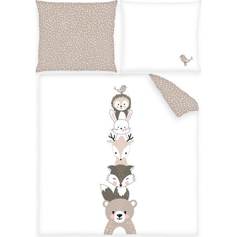 Linge de lit pour bébé, taie d'oreiller 35 x 40 cm, Housse de Couette 80 x 80 cm, avec Rabat, 100% Coton (1/5)