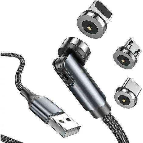 Cavo magnetico 3 in 1 SiGN 360° Lightning, USB-C, Micro-USB, 2,4 A - Nero