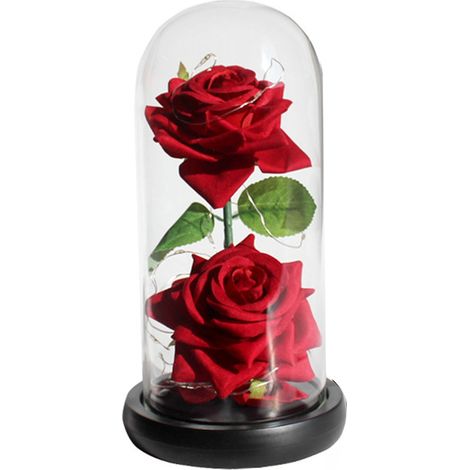 Rose éternelle rouge préservée avec LED lumineuse, élégante et romantique, boîte cadeau noire pour anniversaire et fête, fleur stabilisée haut de gamme, coloris résistant (1/5)