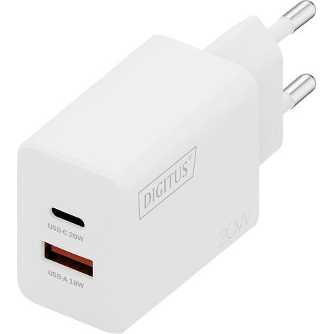 Digitus DA-10300 Chargeur USB 20 W 1x USB-A, 1x USB-C® blanc (1/5)