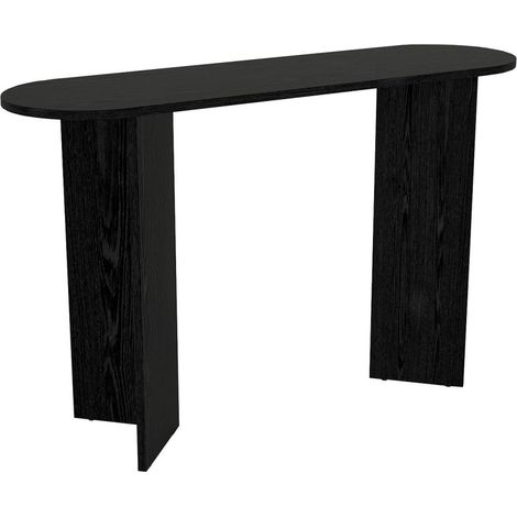 Vente-Unique – Console noire TOPANIA – Panneau de particule mélaminé – Dimensions 120x74x35 cm – Design minimaliste avec pieds imposants (1/5)