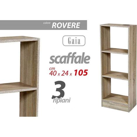 Kaela - Libreria Scaffale 3 Ripiani 105x40x24 Cm Mensole In Legno Rovere Moderno 769672 - (1/2)