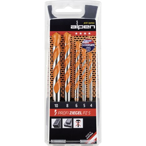 Jeu de forets spécial tuiles 5 pièces tige cylindrique Alpen 200705100 1 set
