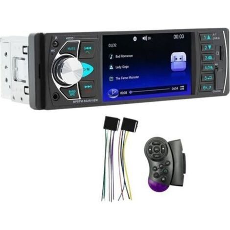 Autoradio 1 DIN avec écran 4,1 pouces, Bluetooth, lecteur MP5, radio FM, USB, AUX, lecteur de carte TF et commandes au volant