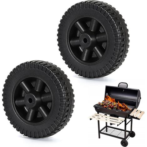 Set di 2 ruote di ricambio per barbecue a gas, 15 cm, nere