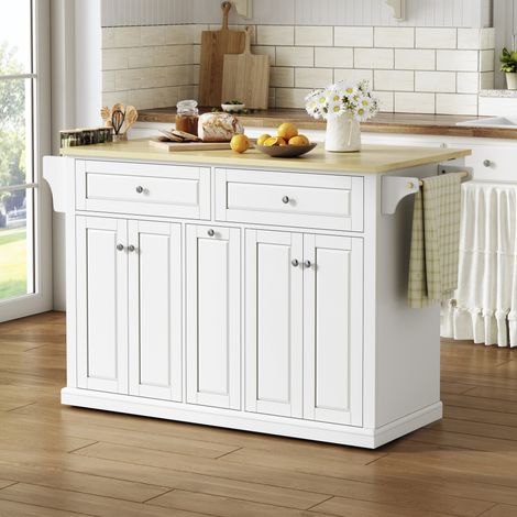 Mobile da cucina con piano ribaltabile, 121 x 69 x 89 cm, MDF, bianco HAVRYA (1/5)