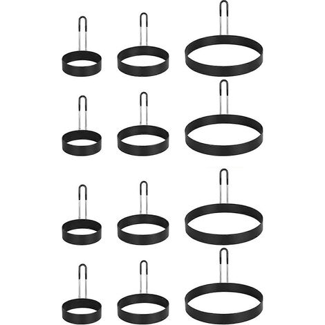 4x non bâton œuf rings, 4 dans et 6 dans et 8 dans pancake rings, fried œuf poacher œuf cuisson moule avec pinceau (1/5)