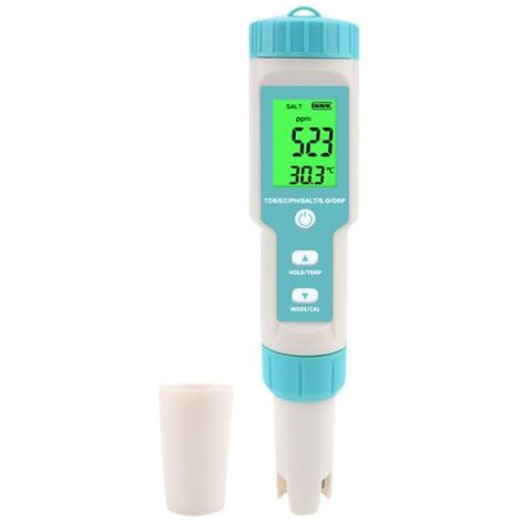 PH-Mètre, 7 En 1 Salinité/PH/SG/TDS/EC/ORP/Tempmètre, Testeur De Moniteur De Qualité De L'eau Pour Piscines, Culture Hydroponique, Eau Potable, Aquariums PH-Mètre, 7 En 1 Salinité/PH/SG/TDS/EC/ORP/Tem (1/5)
