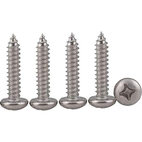 Vis A Bois Tete Ronde Inox M3 X 12 Vise Autotaraudeuses à Bois Cruciformes en Acier Inoxydable 304 Filetage Complet Fixations, 100 Pièces (1/5)