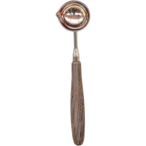 Cuillère à cire en laiton, style vintage élégant, manche en bois, tampon à cire en cuivre, cuillère à fondre la cire (1/2)