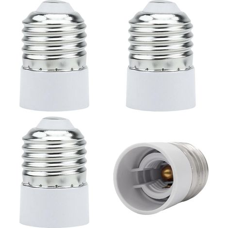 Adaptateur de douille E27 vers E14 - Lot de 4 - Plastique résistant - Conversion facile pour ampoules LED - Salon et cuisine - Blanc