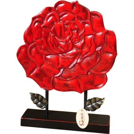 Figura decorativa de rosa roja, dimensiones: 36 x 53,5 x 10 cm