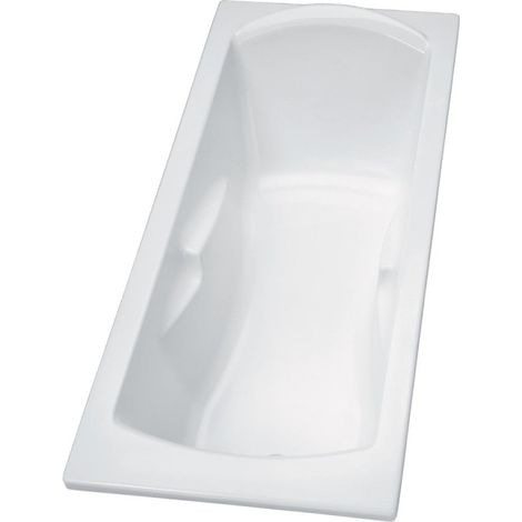 Porcher – Baignoire simple acrylique 180 x 80 cm – Encastrable avec acoudoirs – Piétements métalliques réglables – Capacité 220 L