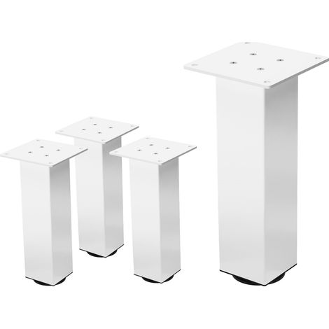 ML-Design Set 4 Gambe da Tavolo 30 cm Design a I Acciaio Verniciato Bianco Lucido Forma Quadrata Profilo 8x8 cm Piedini Regolabili in Altezza Gambe per Mobili adatte per Tavolini Panche Sideboard