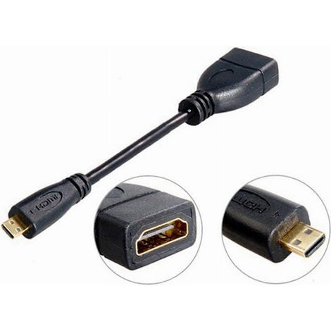 Câble adaptateur court CY Micro HDMI mâle vers HDMI femelle (10 cm) pour XOOM Droid X (1/5)
