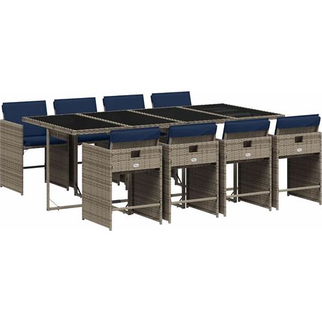 Maison Exclusive - Set da pranzo da giardino da 9 pz con Cuscini in Polyrattan Grigio (1/5)