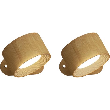 Applique Murale Interieur, Lampe Murale Touch LED avec Port de Charge USB Contrôle Tactile, 3 Niveaux de Luminosité 3 Températures Rotatifs 360° Woodgrain (1/5)