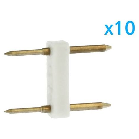 10 PZ Spina 2 Pin Passo 12mm per Connessione Striscia Led Mono 220V con Alimentatore