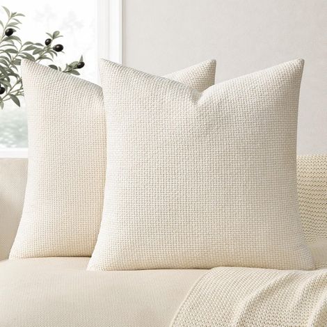 Housse Coussin 40x40 cm Lot de 2 - Tissu Chenille Doux - Décoration Salon Canapé Lit Jardin (1/5)