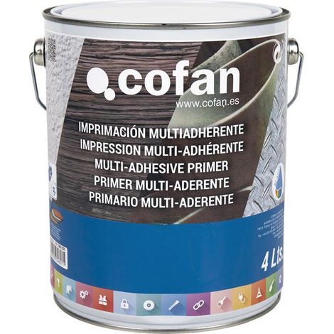 COFAN imprimación multiadherente al agua 4 l , Imprimación multiadherente al agua anticorrosiva de Cofan, ideada como capa de anclaje en superficies de difícil adherencia.Sirve de (1/4)