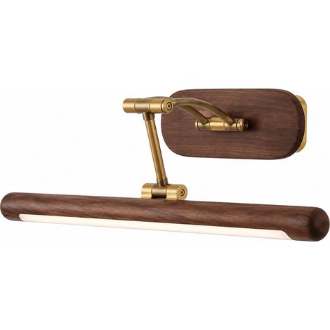 Luminaire miroir haut de gamme en noyer noir et laiton massif, LED à spectre complet IRC ≥ 97, température de couleur réglable (longueur de la lampe 35 cm) (1/4)