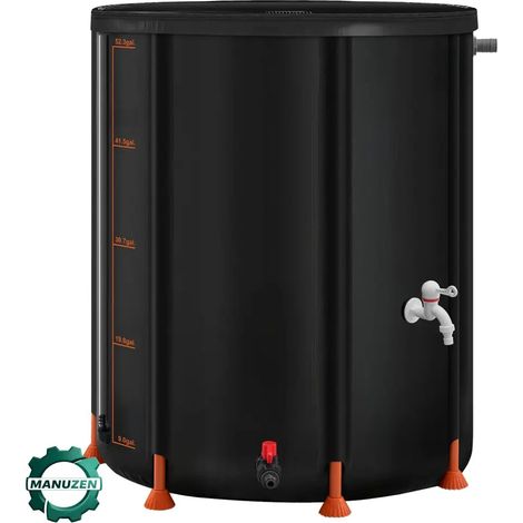Manuzen - Récupérateur d’eau de pluie pliable 200 à 380 L – PVC 1000D — 380 L (100 gal) (1/5)