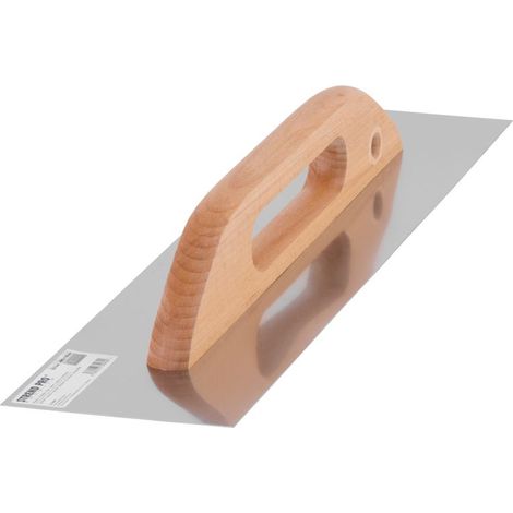Glättkelle Strend Pro Premium, HardWood, Holzgriff, 380x130 mm, gerade, 0,7 mm, Edelstahl (1/2)