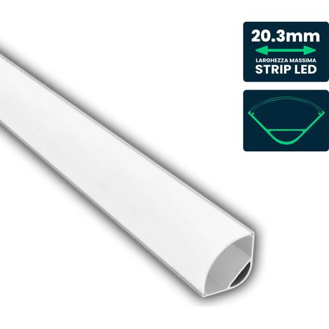 LED Strip Mounting Kit with Diffuser Aluminum Milky Gypsum Corner Round 2000mm