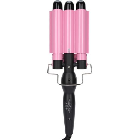 Fer à friser triple baril 3 tubes, lisseur boucleur électrique à cheveux, baguette professionnelle 2 températures, tourmaline, coiffure facile, rose, prise UE (1/5)
