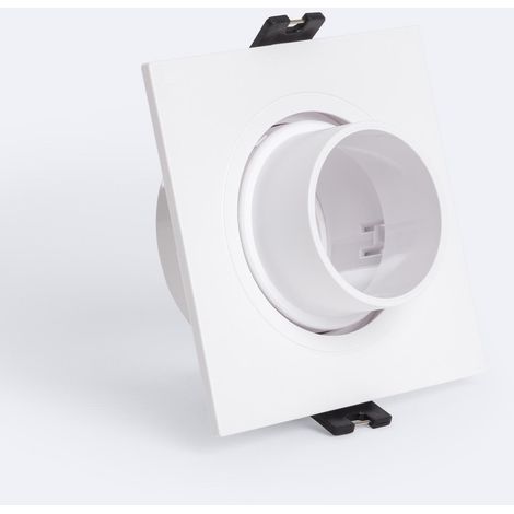 Aro Downlight Cuadrado Basculante Bajo UGR para Bombilla LED GU10 / GU5.3 Corte Ø75 mm Suefix Blanco