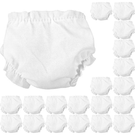 Lot de 20 adorables culottes en tissu élastique pour poupées, accessoires de décoration pour poupées à personnaliser-7X7CM-White