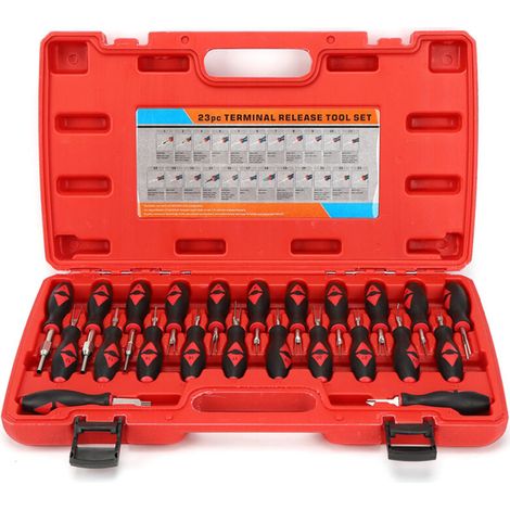 23pcs Universal Automotive Wire Terminal Removal Tool Connector Remover Extractor, Professional Kit, Easily Accessible and Organized in a Heavy Duty Case. (1/5)