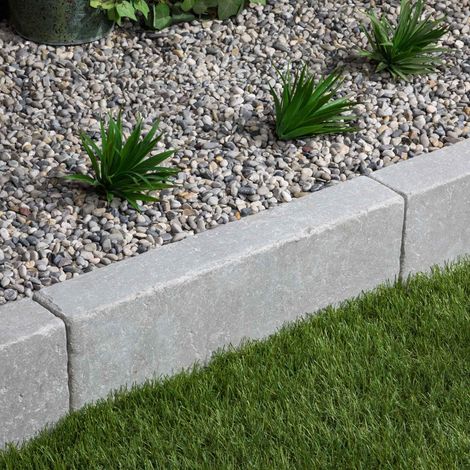 Bordure de jardin en pierre naturelle – Dimensions 50x15x8 cm – Couleur gris – Pour délimitation esthétique des espaces extérieurs (1/4)