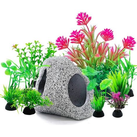 Casa de piedra decorativa para acuario con 2 agujeros (10x8x9cm) – Ambiente natural, escondite seguro para peces y camarones. (1/4)